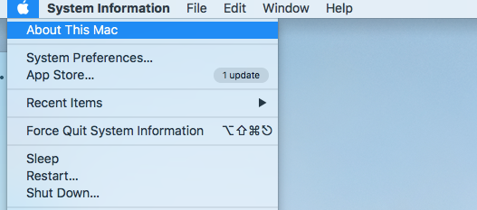 Navigate to -> About This Mac