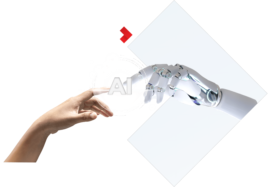 robot and human touching finger
