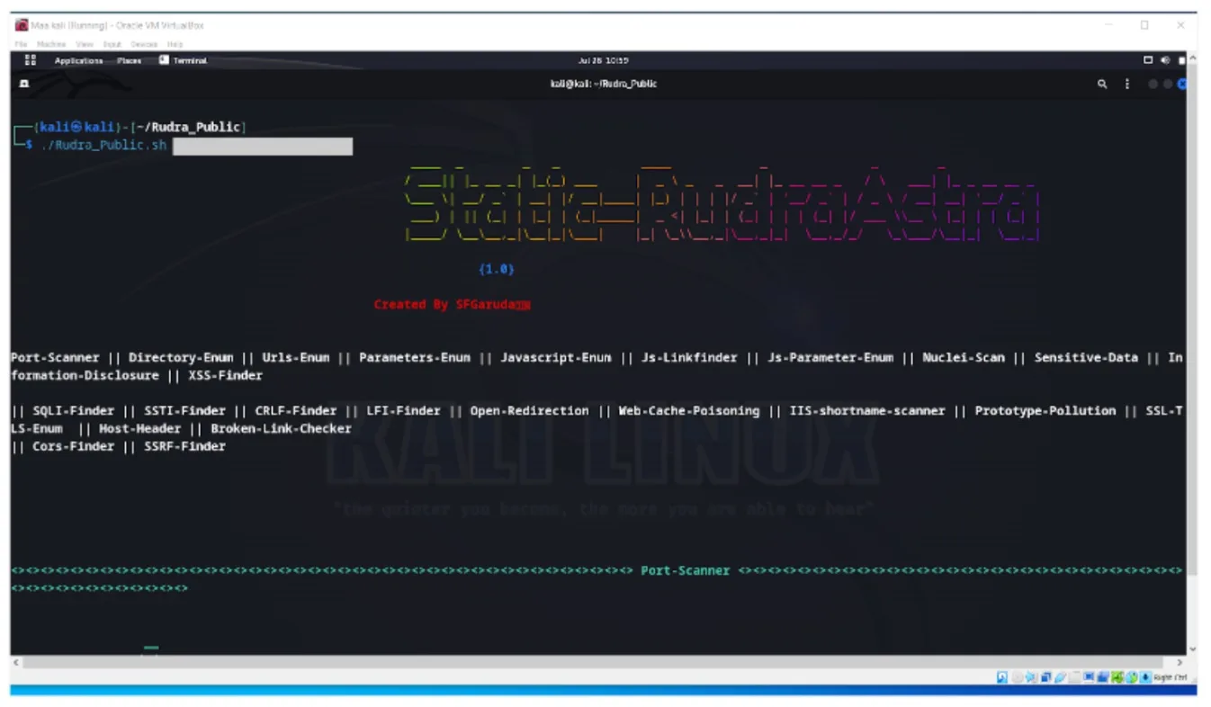RudraAstra landing page with open source tools integrated to it