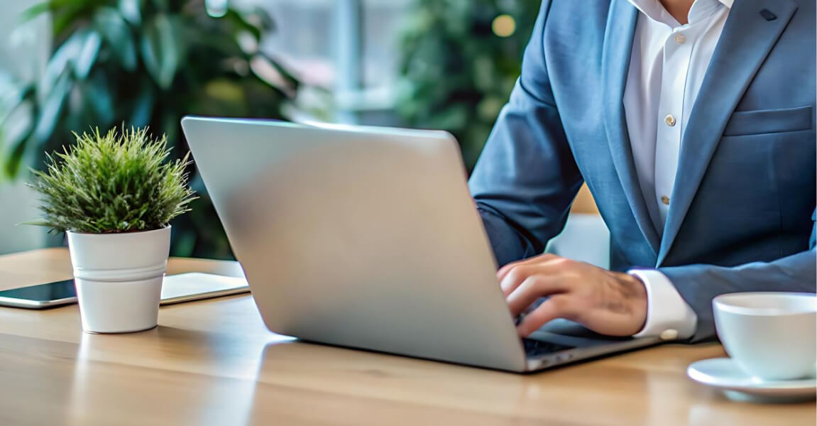 man working on laptop